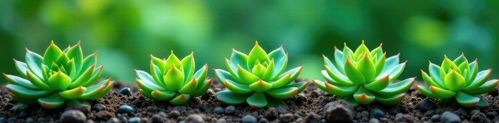 Fototapeta premium Low growing succulents with thick plump leaves, succulents, plant life, greenery