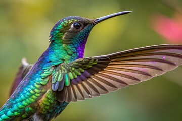 Fototapeta premium Iridescent Hummingbird Spreading Wings