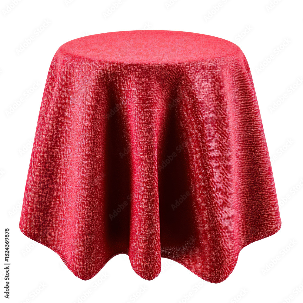 Poster elegant red tablecloth draped smoothly over a table creating a warm and inviting atmosphere for dini