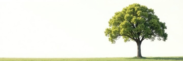 Obraz premium Tree in the foreground against a vast white background, serene, leaves