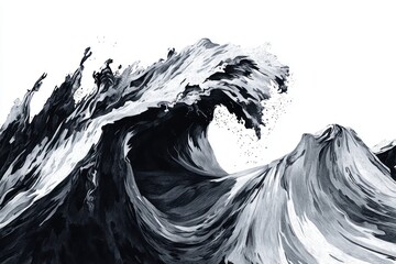 Monochrome wave crashing, ocean background, abstract art, design