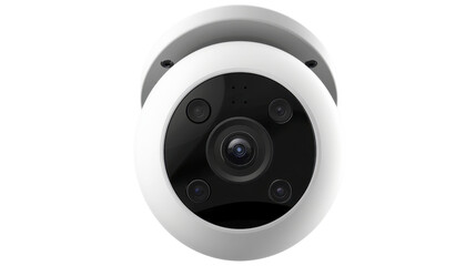 Modern wireless security camera providing surveillance on transparent background