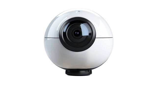 White spherical camera capturing immersive moments on a transparent background