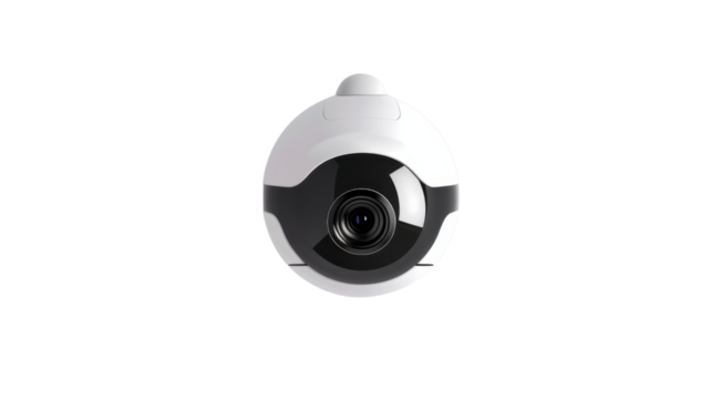 Modern wireless security camera isolated on transparent background