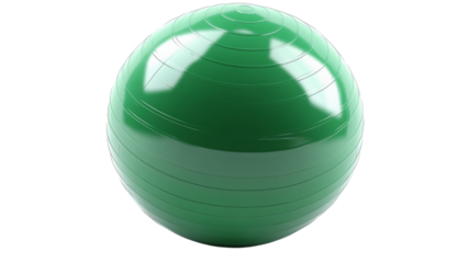 Green fitness ball rotating on transparent background for workout and physical therapy