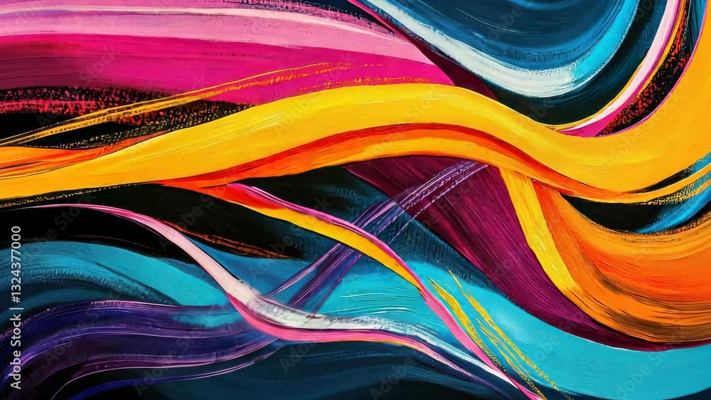 Poster dynamic abstract swirls of vibrant colors in fluid motion