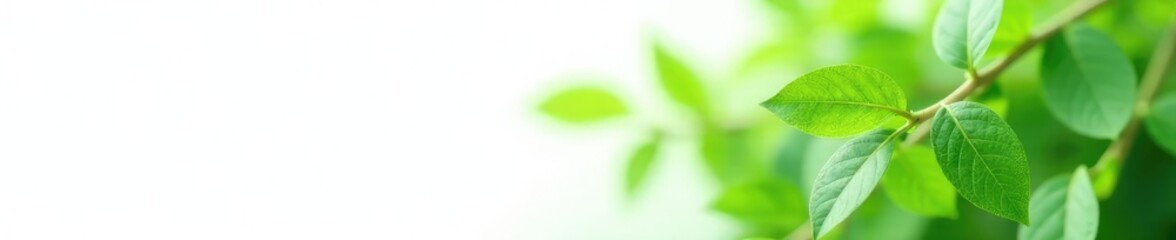 Delicate green leaf details against white background, botanical photography, stem