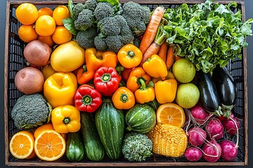 Colorful Produce Crate for Farm Fresh Harvest.