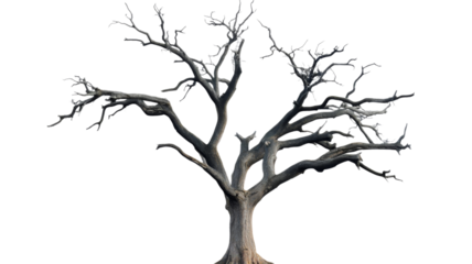 Majestic leafless tree standing tall against transparent background