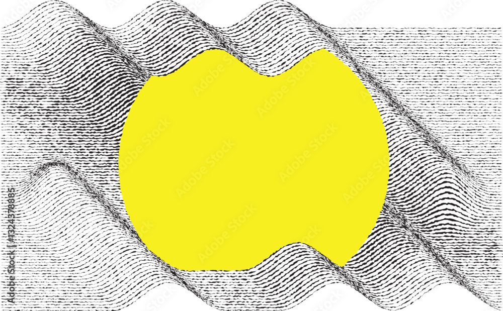 Poster abstract motion graphic design background . black circle and horizontal lines . transition shapes . 