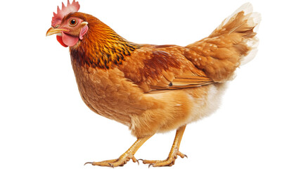 Fototapeta premium Brown hen walking on transparent background