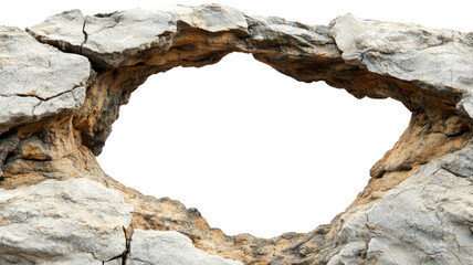Rock arch creating a transparent frame on checkered background