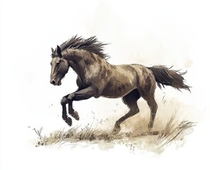 The gray horse is rearing up, with a transparent background