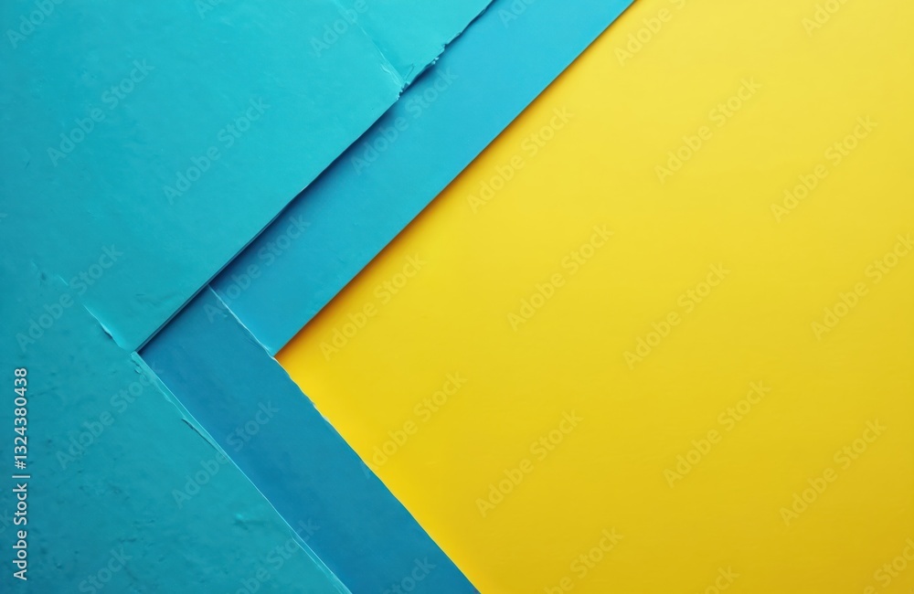 Leinwandbilder abstract background with blue, yellow geometric paper layers. flat lay composition, bold colors, sty