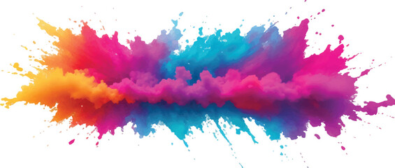 Lively and Bold Watercolor Stains and Brush Strokes in an Explosive Burst of Colors, Creating a Modern Abstract Design on a Crisp White Canvas, Bringing a Dynamic Artistic Expression.
