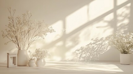 Serene Ivory Lifestyle Scene with Floral Accents