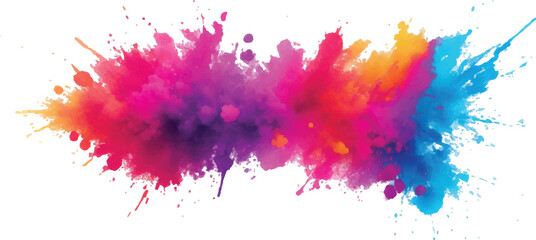 Lively and Bold Watercolor Stains and Brush Strokes in an Explosive Burst of Colors, Creating a Modern Abstract Design on a Crisp White Canvas, Bringing a Dynamic Artistic Expression.
