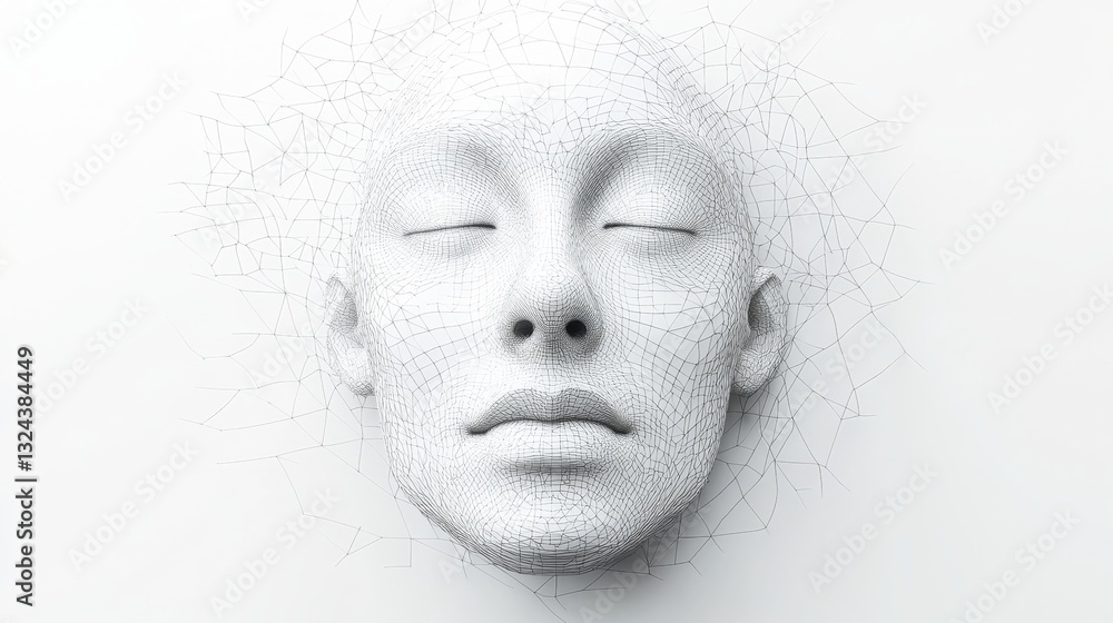 Poster generate an abstract representation of a human face using ascii characters. the face should be cente