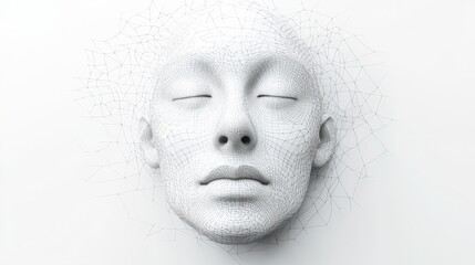 Generate an abstract representation of a human face using ASCII characters. The face should be centered in the frame and should be made up of a series of connected lines.