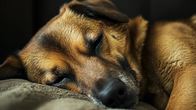 Cute sleepy mongrel dog