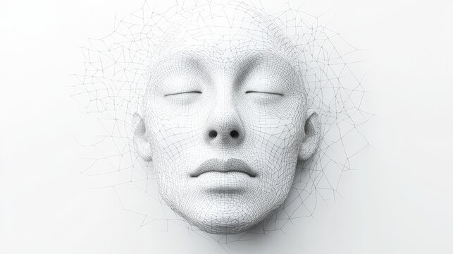 Generate an abstract representation of a human face using ASCII characters. The face should be centered in the frame and should be made up of a series of connected lines.