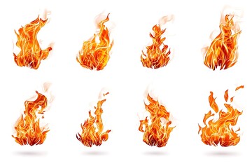 Fiery Flames Collection for White Background.