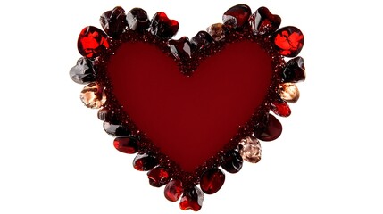 Obraz premium Garnet Heart Jewel Border for White Background.