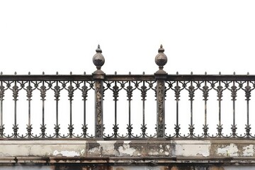 high definition visual of wrought iron fence on white isolated background