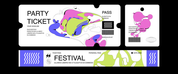 Control ticket bracelets for events, disco, festival, fan zone, party, staff. Vector mockup of a festival bracelet in a futuristic style.