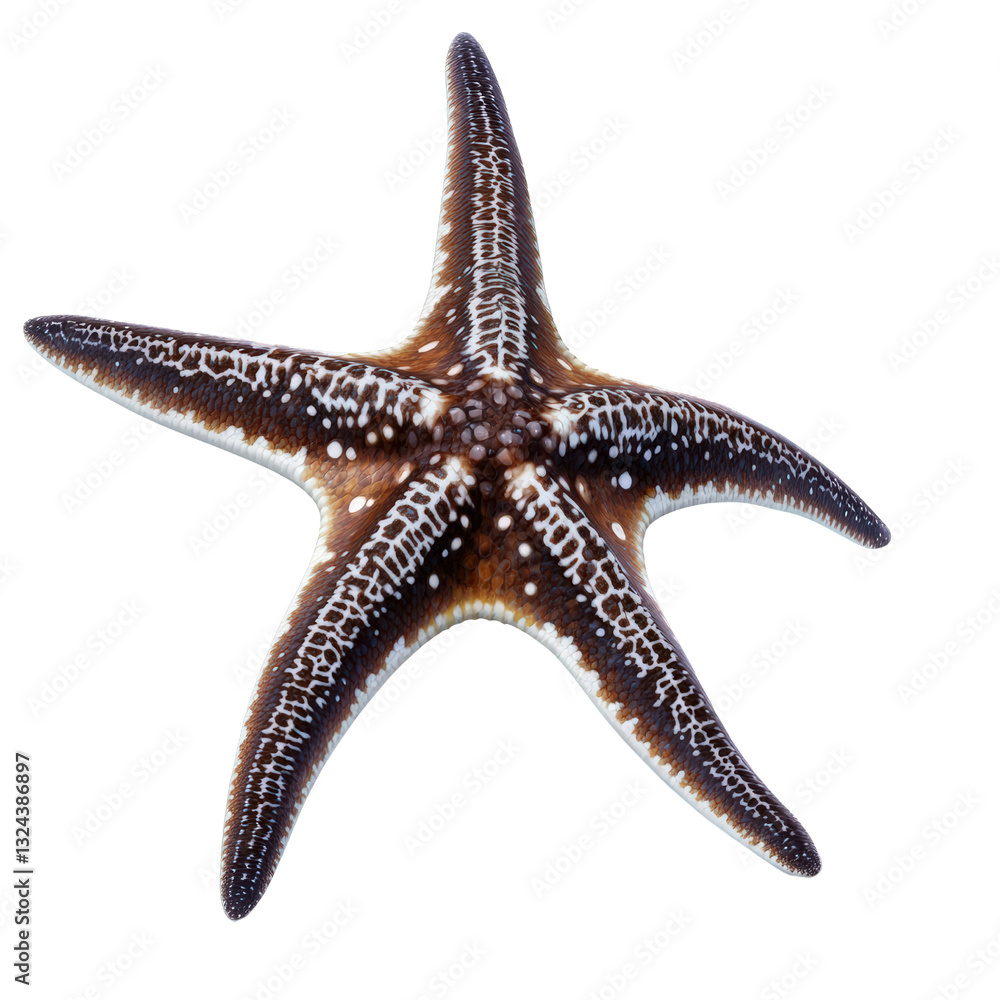 Poster beautiful starfish with intricate patterns and textures on its surface displayed against a neutral b