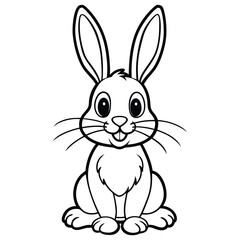 Cartoon Bunny line art silhouette vector, coloring book.