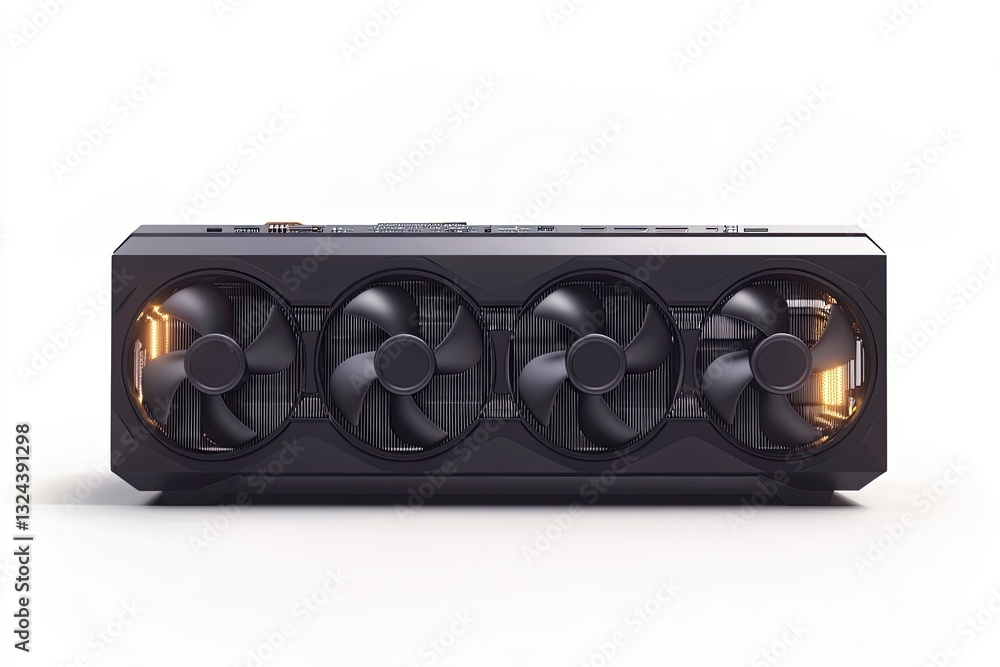 Aufkleber mining farm from graphics cards gpu standing in a row isolated on white