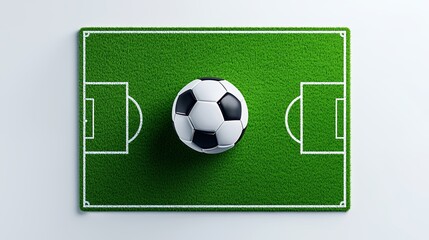 Obraz premium Overhead View of Soccer Ball on Miniature Green Field