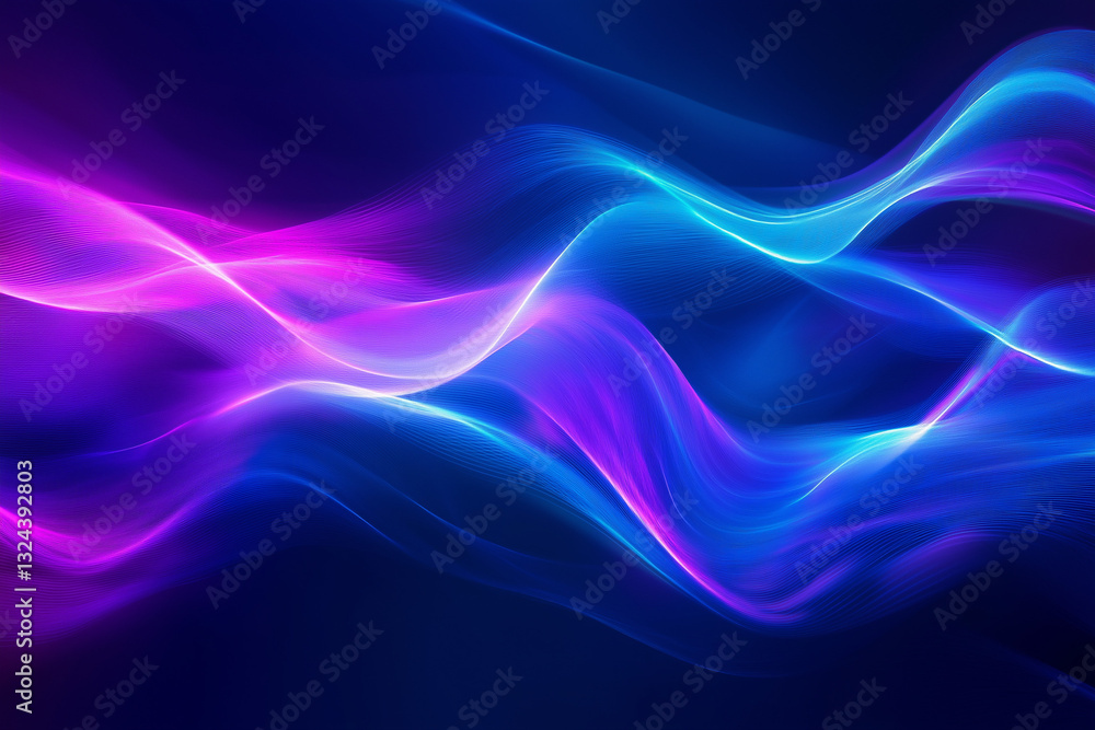 Poster digital waveforms in blue and purple, abstract background. abstract digital background with flowing 