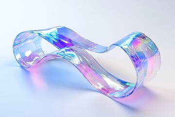 3D Liquid Glass Ribbon – Transparent Flowing Wave with Holographic Gradient