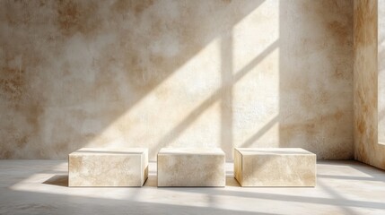 Beige minimalistic interior design modern studio photo sunlit environment serene viewpoint wind inspired concept