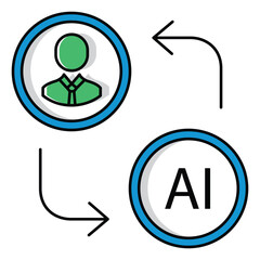 AI and Human Competition Vector Symbol Icon Design