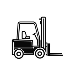 Forklift truck ,Forklift Silhouette Vector: Minimalist Industrial Equipment Illustration in Black and White