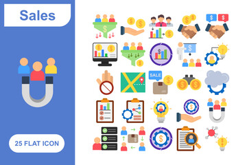 Sales Icon Set, Collection of 25 Sales Icon Set - 25 Icons for Business, Marketing, E-commerce, and Sales Strategy