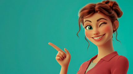 Obraz premium an image of a playful, confident female character with a winking expression and a cheerfu