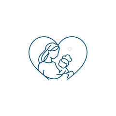 mothers day  (1) Mother and Baby Heart Silhouette Vector: Elegant Line Art Depicting Maternal Love and Bonding        