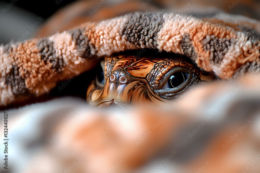 Aufkleber close-up macro photograph of turtle eye with intricate patterns and scales, showing detailed texture