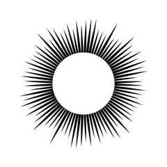 Black sun rays on white background