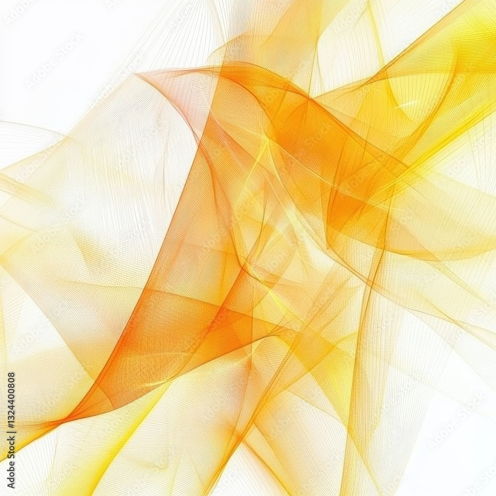 Poster technology abstract fractal lines background with low poly pattern, yellow orange and white color.