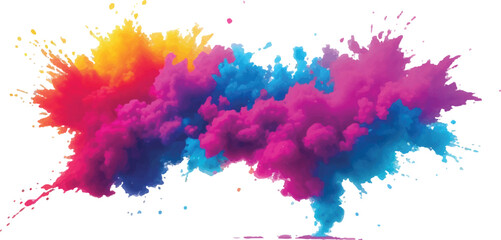 A Vibrant and Bold Watercolor Explosion Featuring Colorful Stains, Splashes, and Brush Strokes on a Clean, White Background, Showcasing a Modern and Abstract Artistic Style.
