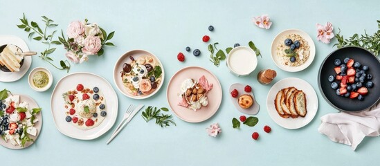 An inviting dining spread featuring multiple vibrant culinary creations.