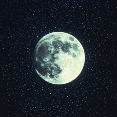 Obraz premium A stunning full moon shining brightly in the night sky surrounded by a dazzling array of stars