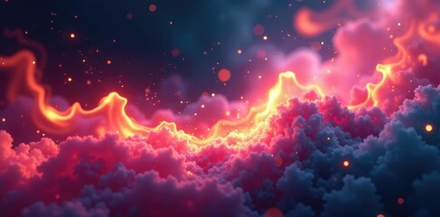 Fototapeta premium Ethereal flames entwine with crystalline shards, dance, luminescent, shimmering