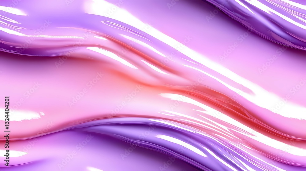 Poster smooth flowing waves in pink and purple gradient create dynamic abstract background with glossy liqu