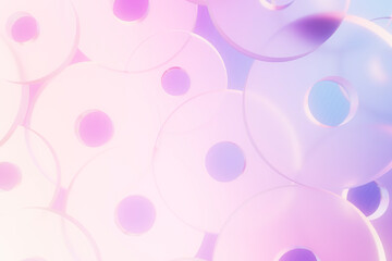  3D render of multiple glowing transparent discs with soft reflections
